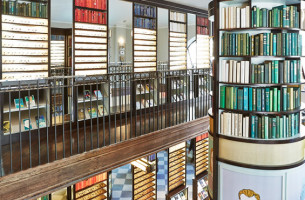 Photograph of interior fixtures and fittings Created by Townsend Design for a Warby Parker store in NYC.